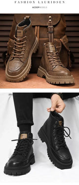 Men’s Autumn Waterproof Mid-Top Leather Boots