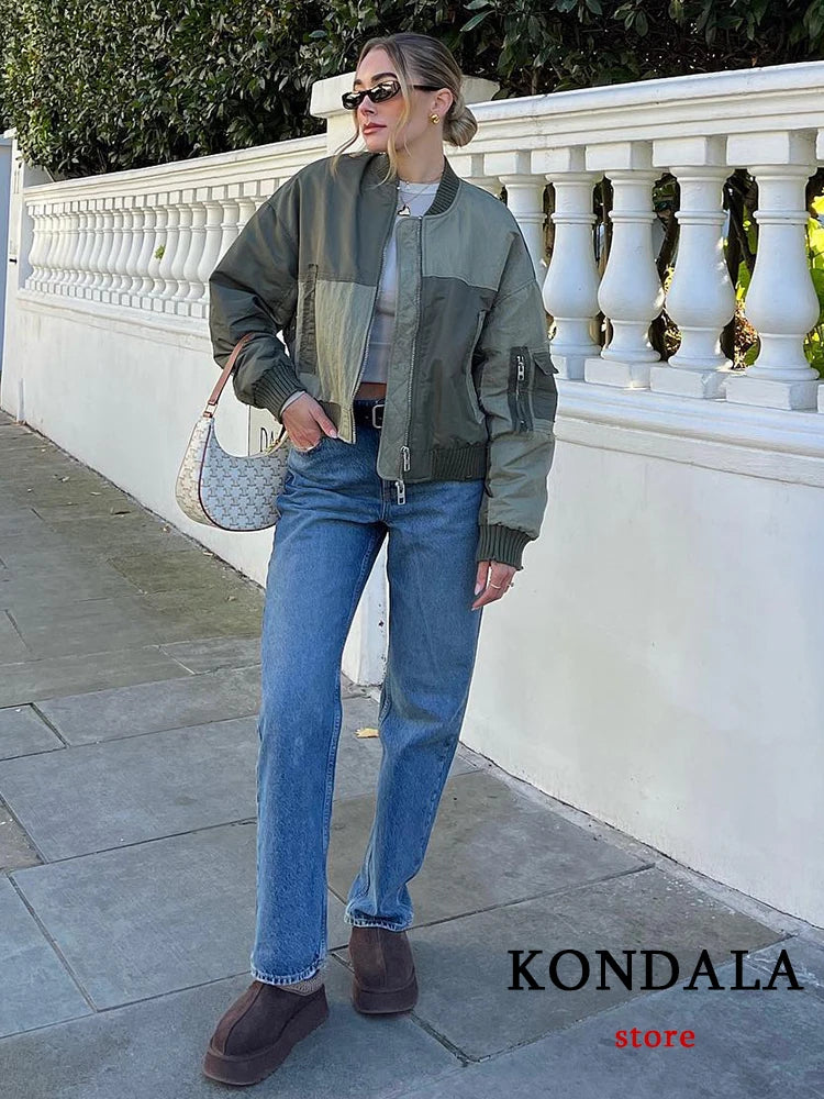 Oversized Army Green Bomber Jacket