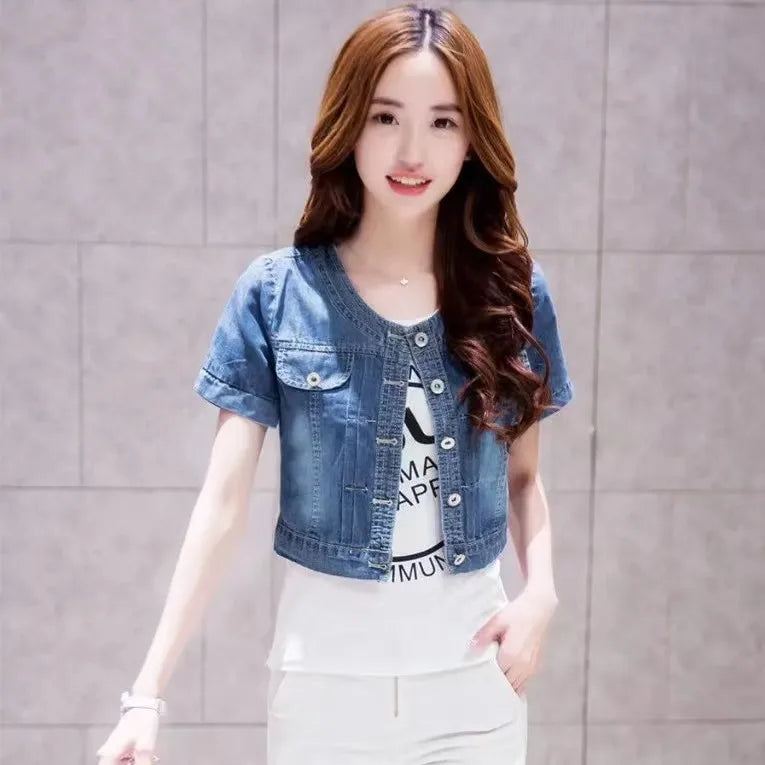 Women’s Y2K Cropped Halter Denim Jacket