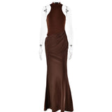 Luxe Satin Cutout Maxi Dress