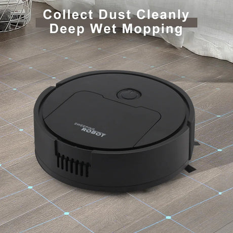 Smart 3-in-1 Sweeping Robot by Keleidi, designed for suction and wet mopping, enhancing home cleaning efficiency.