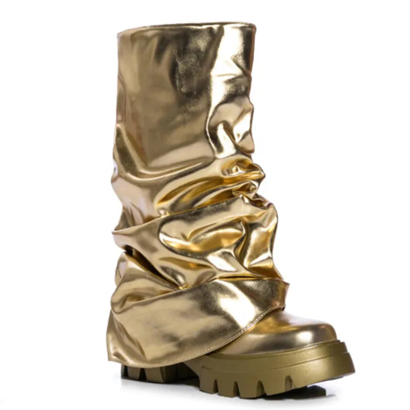 Women Mid Calf Boots Plush Lined Winter Shoes