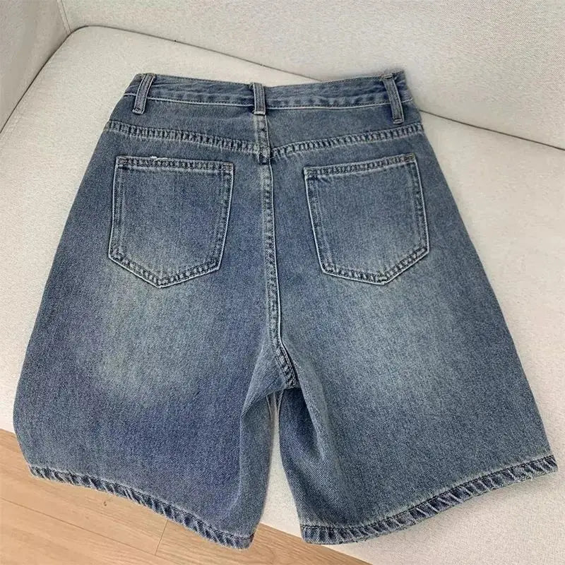 Women’s Casual Denim Shorts – High Waist & Wide Leg