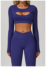 Women's Hollow Out Long Sleeve Yoga Shirt – Gym Workout Running Top