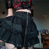 Women Zipper Gothic Mini Skirt