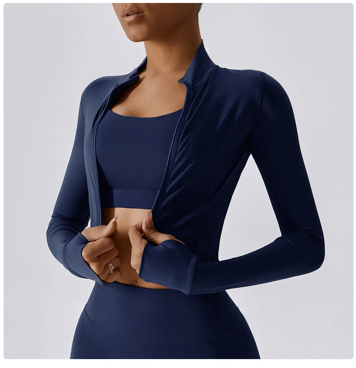 Women's Sexy Zip Long Sleeve Yoga Jacket – Workout Running Cycling Top