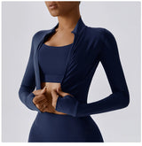 Women's Sexy Zip Long Sleeve Yoga Jacket – Workout Running Cycling Top