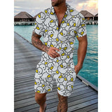 Men's 3D Print Polo & Shorts Set