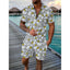 Men's 3D Print Polo & Shorts Set