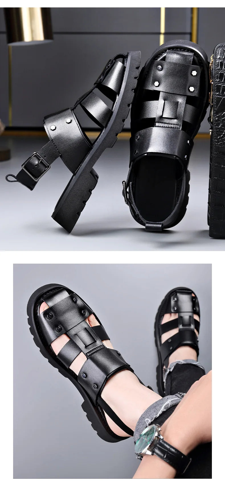 Executive Leather Gladiator Sandals