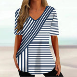 Women 3D Print V-Neck Tee