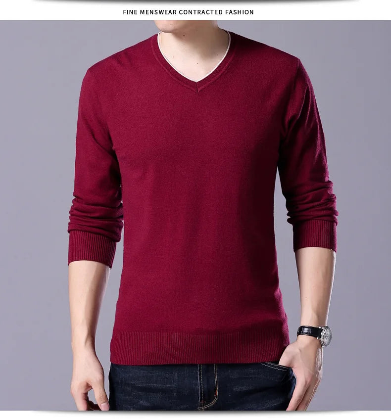 سترة رجالية محبوكة برقبة على شكل حرف V بمقاسات كبيرة