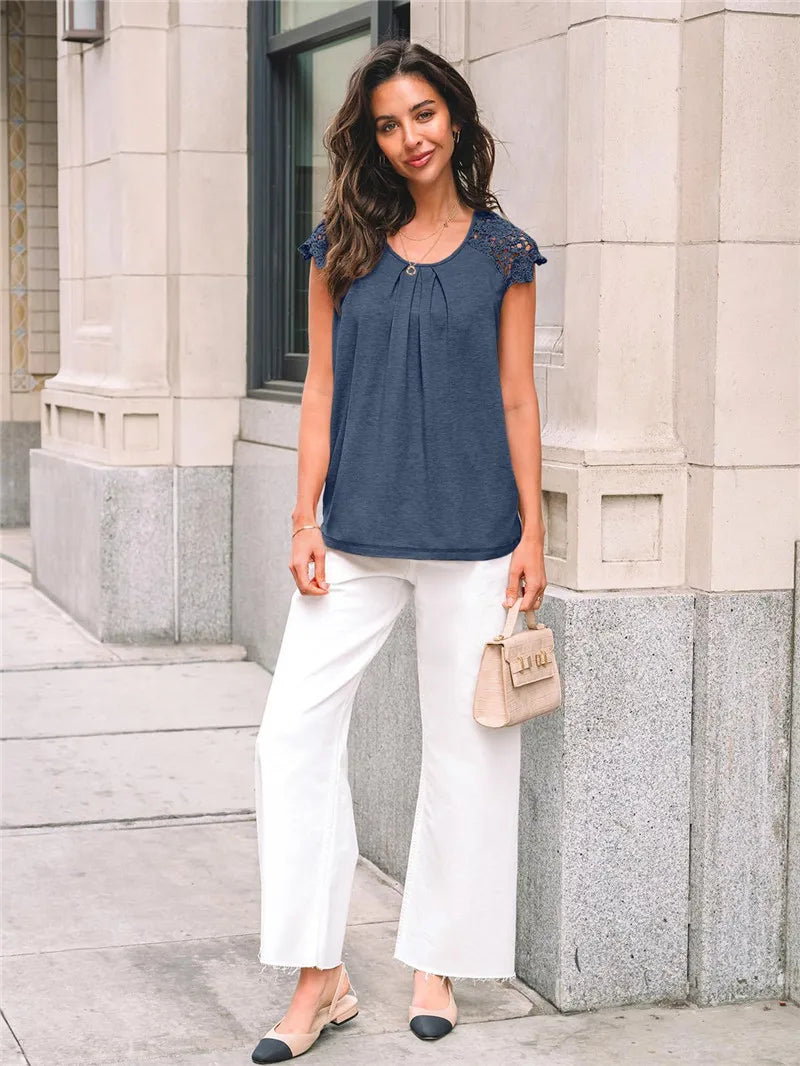 Bella Lace Oversized White Blouse
