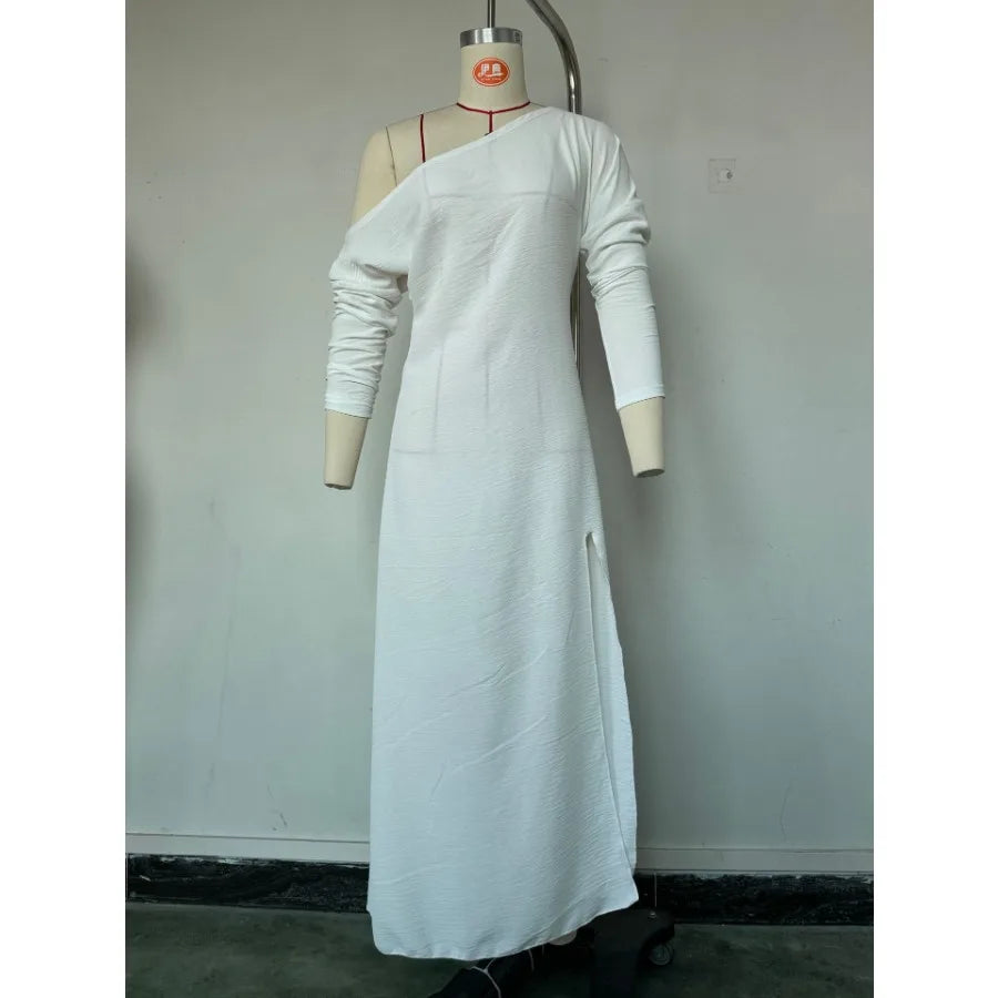 Women's Long Sleeve Knitted Pleated Dress