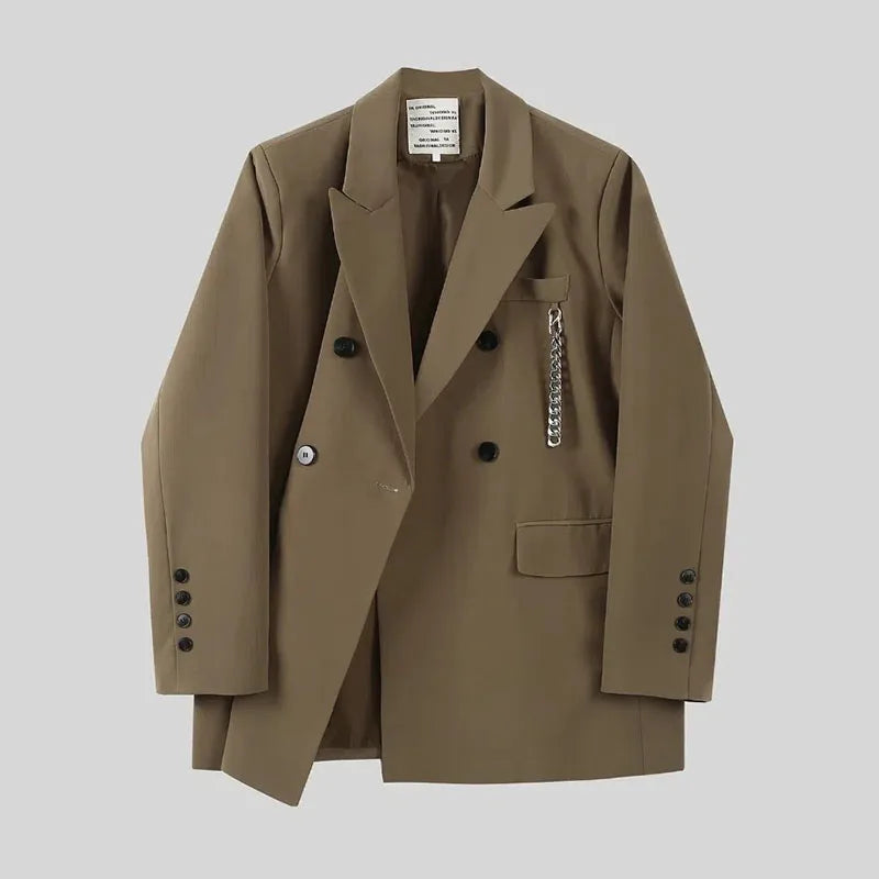 Gothiq™ – Chain Detail Streetwear Blazer (Harajuku Punk Style, Oversized Fit)