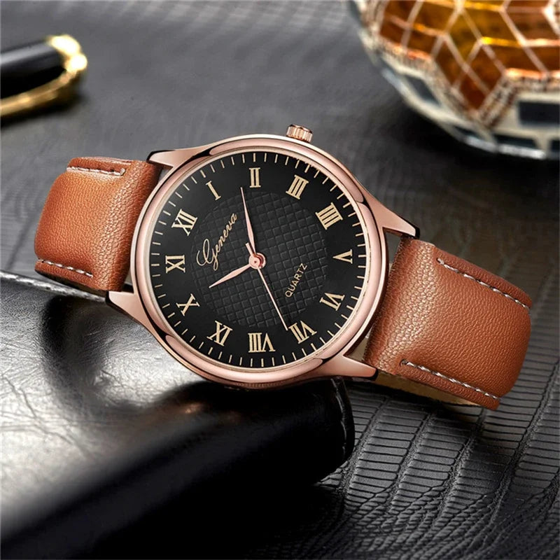 Men’s Luxury Quartz Leather Strap Watch