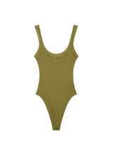 Women Ribbed Snap Button Bodysuit