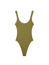 Women Ribbed Strappy Snap Bodysuit