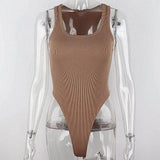 Sleeveless Knit Women's Bodysuit – Off Shoulder Casual Summer Bodycon Top