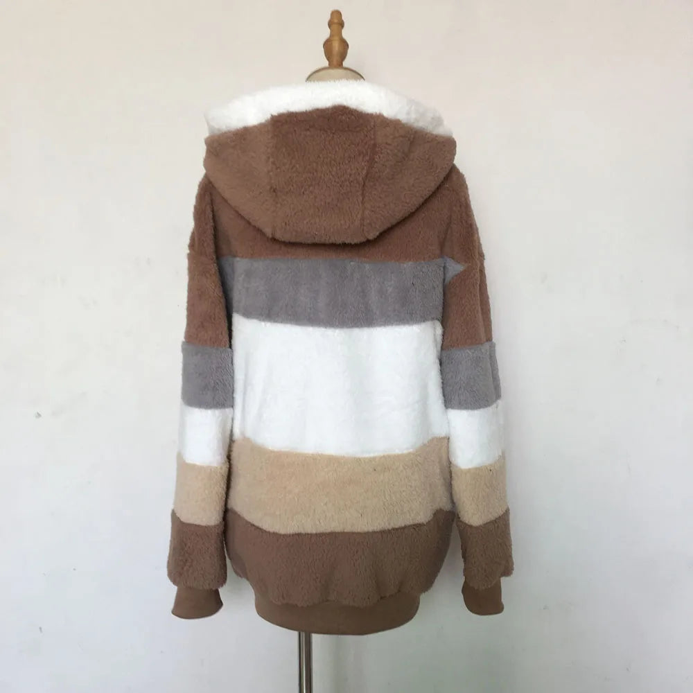 Women's Plus Size Long Teddy Bear Coat