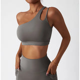 Women Oblique Shoulder Sports Bra