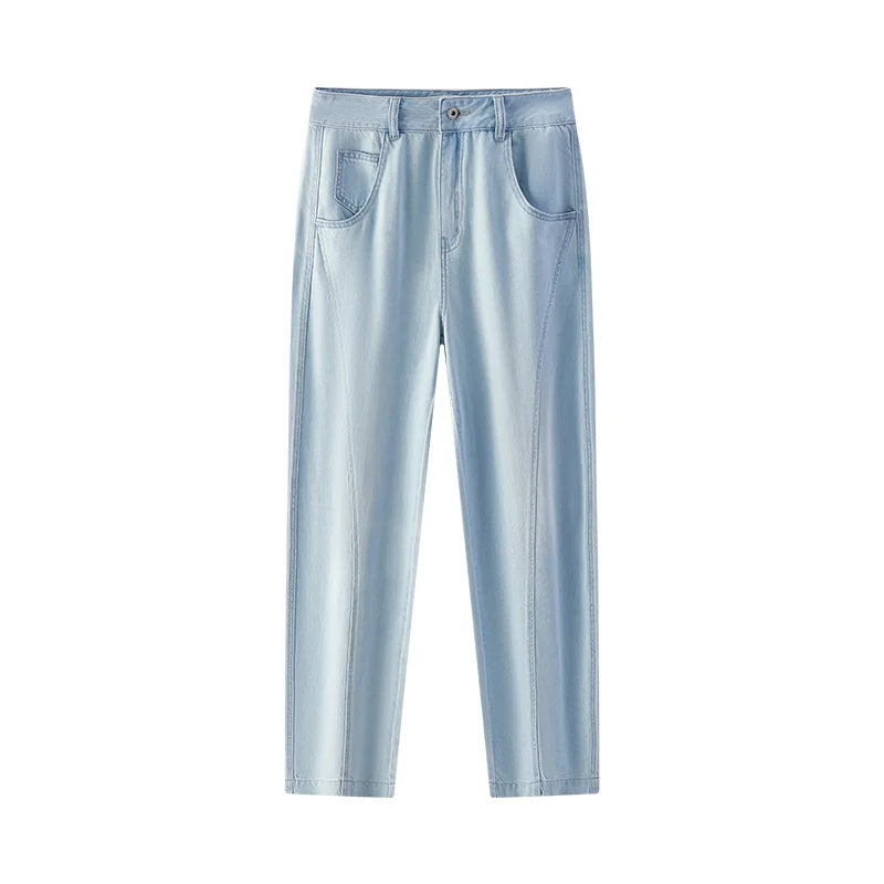 Women Curved Hem Loose Tapered Pants