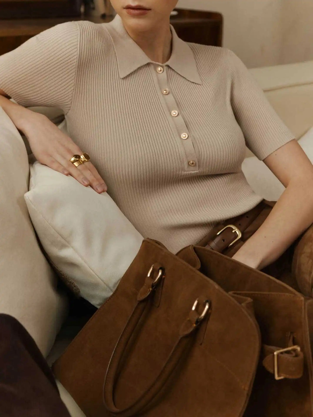 Women's Ribbed Short Sleeve Pullover