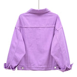 Women’s Pure Color Lapel Denim Jacket