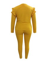 Women Plus Size Striped Pants Set