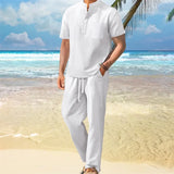 Men Henley Shirt Pants Set