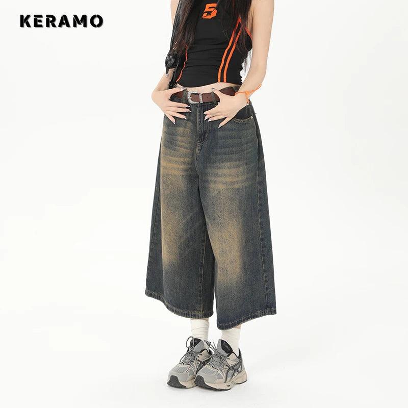 OverEase™ – Vintage Oversize Denim Shorts 2025 (Wide Leg, Relaxed & Throwback Inspired)
