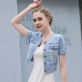 Lucyever Y2K Cropped Denim Jacket for Women