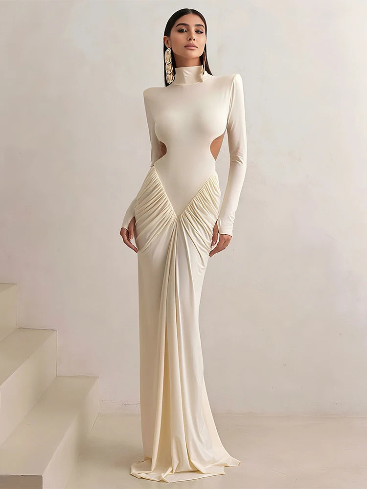 Women's Backless Ruched Maxi Dress
