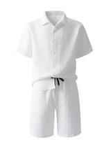Men Jacquard Shirt Shorts Set