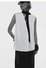 Amii Sleeveless Chiffon Office Blouse