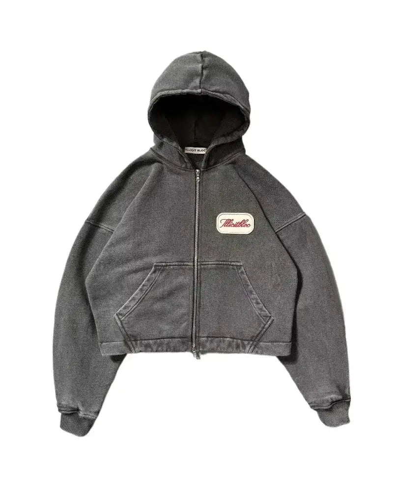 Women Embroidery Patch Hoodie Loose Y2K Streetwear