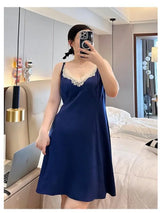 Women Plus Size Lace Splicing Nightdress Loose Pajama
