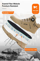 Men Rotating Button Steel Toe Safety Work Shoes