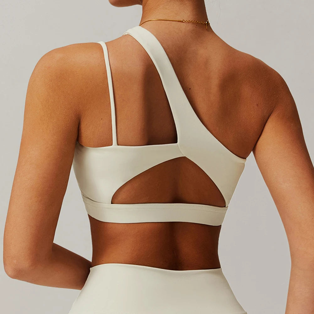 Women Oblique Shoulder Sports Bra