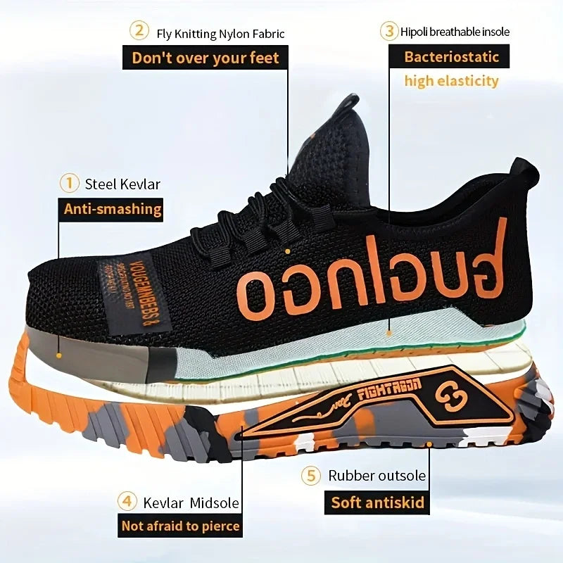 Men Anti-Puncture Reinforced Sole Safety Shoes