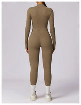 Women Fitness Zipper Long Sleeve Jumpsuit