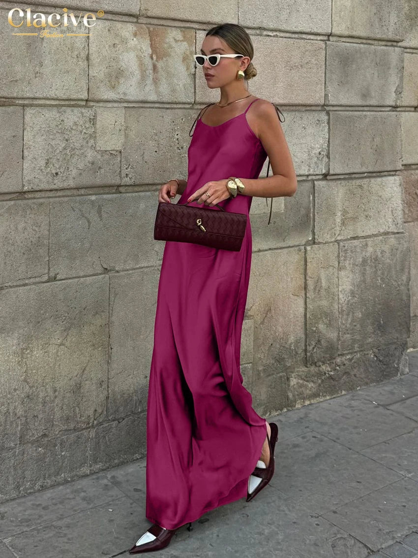 Luxe Satin Backless Maxi Dress