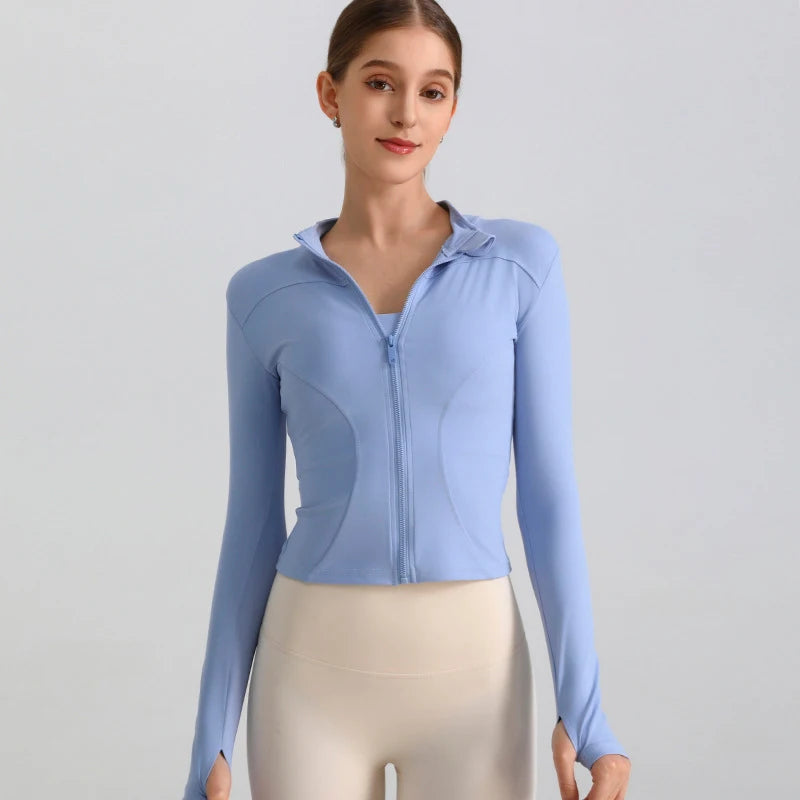 Women Slim Fit Zipper Yoga Jacket