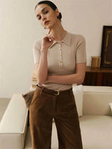 Women's Ribbed Short Sleeve Pullover