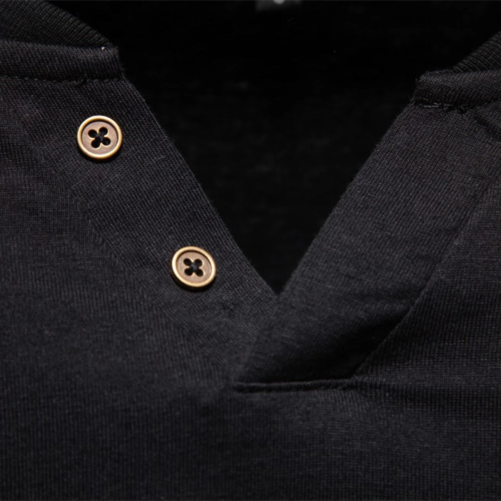Men Cotton Henley Long Tee