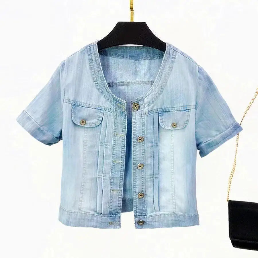 Women’s Y2K Cropped Halter Denim Jacket