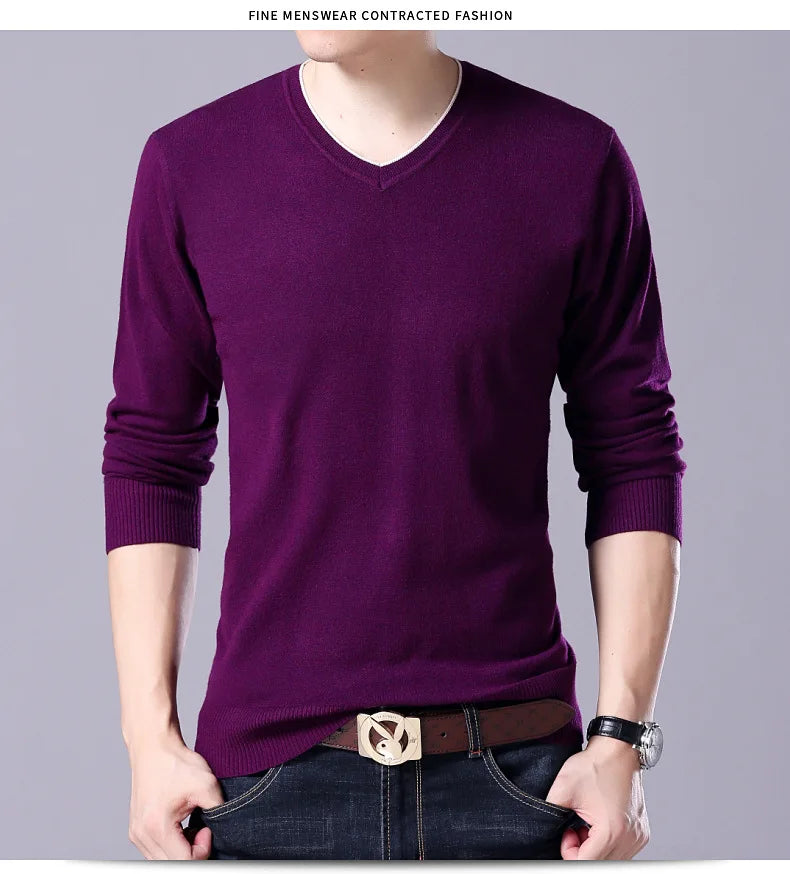 سترة رجالية محبوكة برقبة على شكل حرف V بمقاسات كبيرة