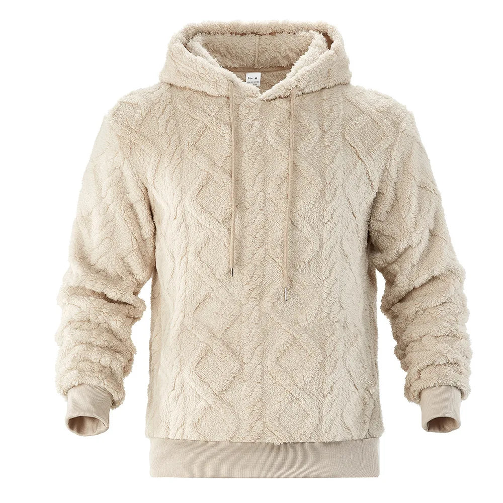 Men Velvet Hooded Pullover Sweater