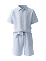 Men Jacquard Shirt Shorts Set