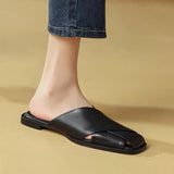 Women Summer Mules – Elegant Square Closed Toe Flats